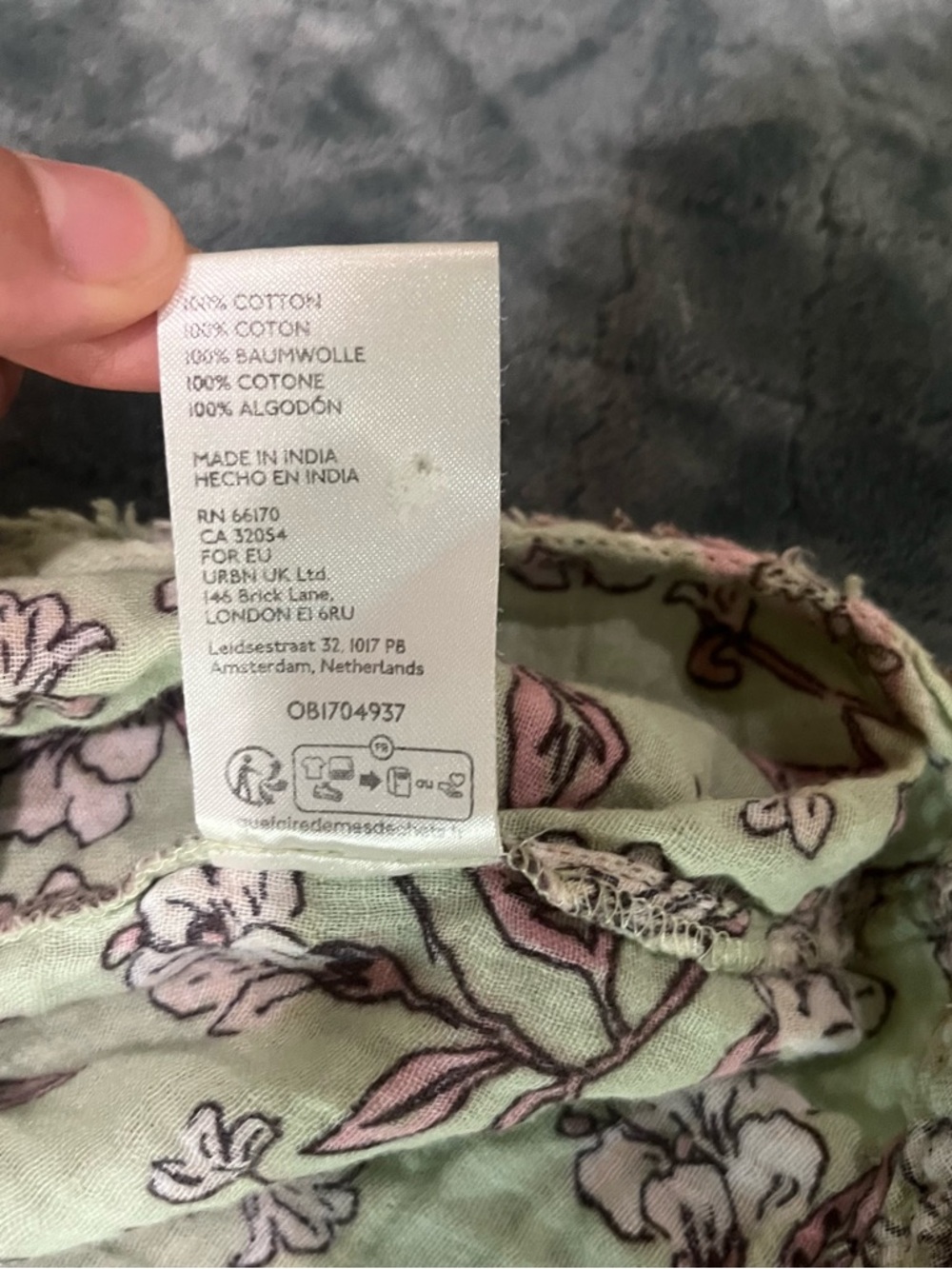 Free People Boho Floral Smocked Tank Top green pink Flowy Festival Cottagecore L - Picture 4 of 7